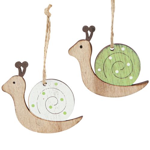 Artikel Deko Schnecke Holz Deko zum Hängen Natur Grün 6,5cm 12 St