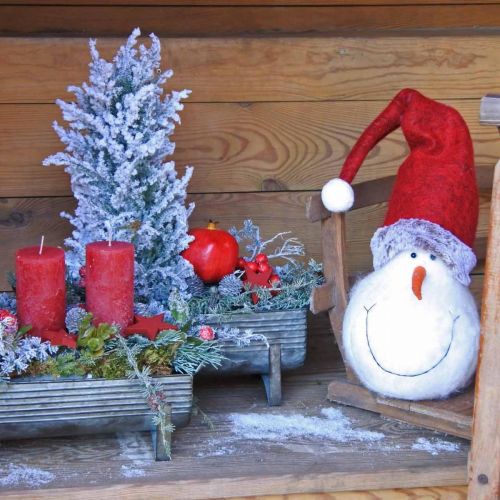 Floristik24 Deko Schneemann mit Mütze Adventsdeko Weihnachtsfigur H38cm