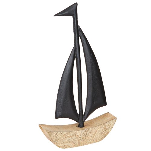 Floristik24 Deko Segelboot Holz Metall in Natur Schwarz H30,5cm
