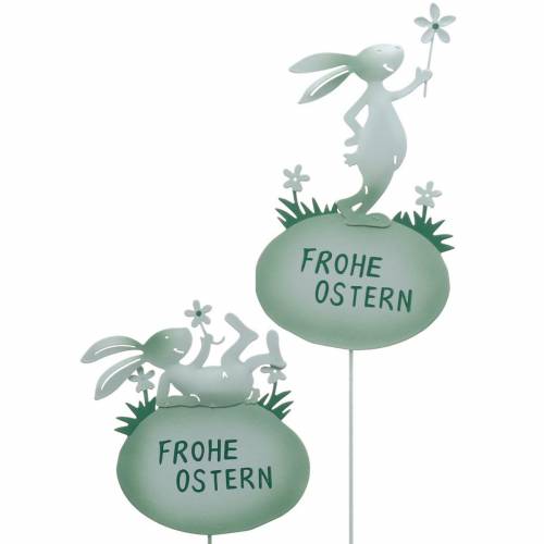 Floristik24 Deko-Stecker Ostern Hase Metall Grün Osterhasen Osterdeko 4St