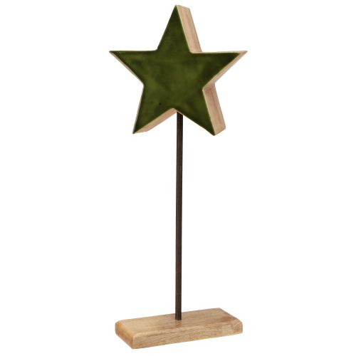 Artikel Deko Stern Holz auf Stab Sockel Grün Braun 20x9,5x50cm