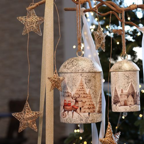 Deko-Sterne aus Rattan, 11 cm, Natur, 6er-Set, Christbaumschmuck | Floristik24.at