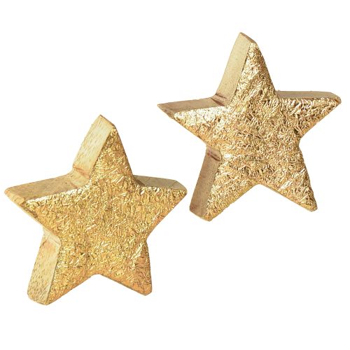 Deko Sterne Holzsterne Gold Natur Mangoholz Ø5cm 12 St