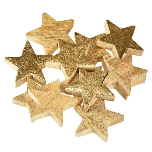Artikel Deko Sterne Holzsterne Gold Natur Mangoholz Ø5cm 12 St