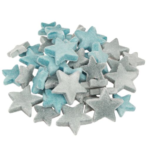 Artikel Deko Sterne beflockt Streudeko Blau Ø4/5cm 40 St