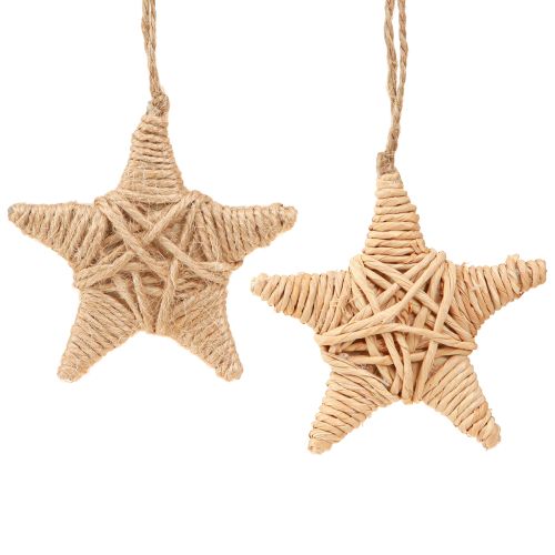 Deko Sterne zum Hängen Bast Hanf Baumschmuck 7,5cm 8 St