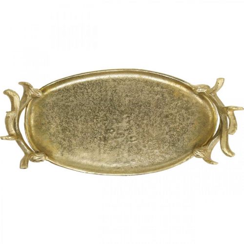 Artikel Deko Tablett Gold Hirschgeweih Vintage Tablett Oval L35×B17cm