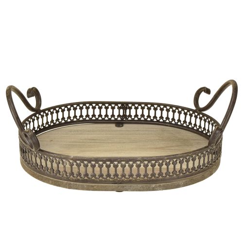 Artikel Deko Tablett oval 23cm x 17,5cm x 7,5cm Braun