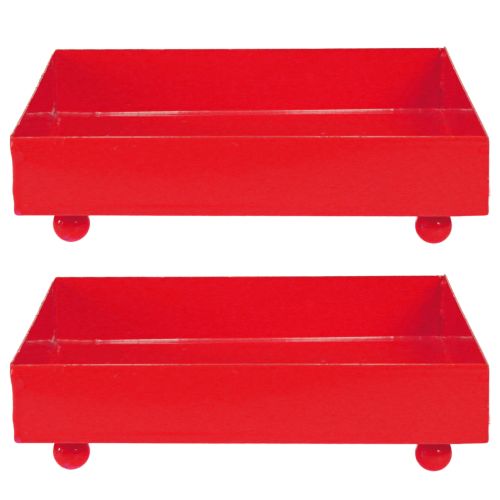 Artikel Deko Tablett quadratisch Rot Metalltablett 15×15cm 2St