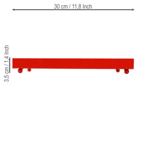 Artikel Deko Tablett rechteckig Rot Metalltablett mit Füßen 30×15cm