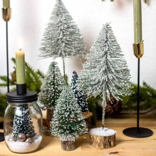 Floristik24 Deko-Tannen, Winterdeko, Weihnachtsbaum, Advent H30/32cm Ø13,5cm 3er-Set