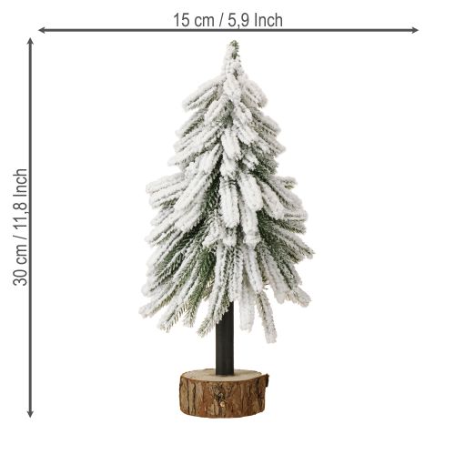 Floristik24 Deko Tannenbaum beschneit auf Holzsockel Ø15cm H30cm