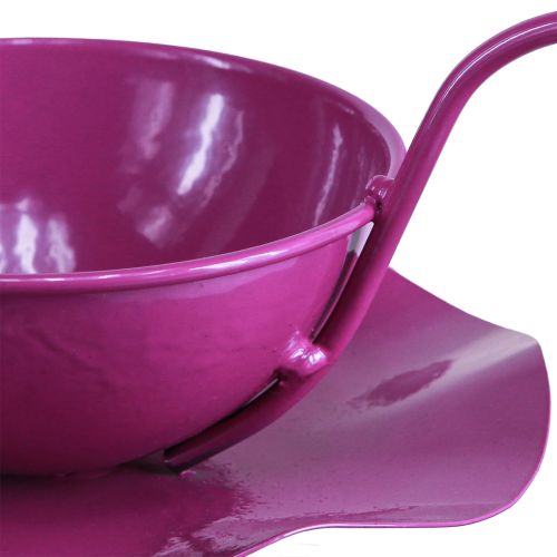 Artikel Deko Tasse Metall Teetasse auf Teller Lila Ø11,5cm H8cm 2St