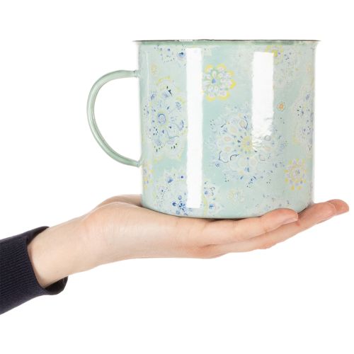 Artikel Deko Pflanztopf Metall emailliert Ø13cm H12cm Mandala Pastellfarben