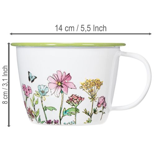 Deko Tasse Pflanztopf emailliert Ø11cm H8cm | Floristik24.at