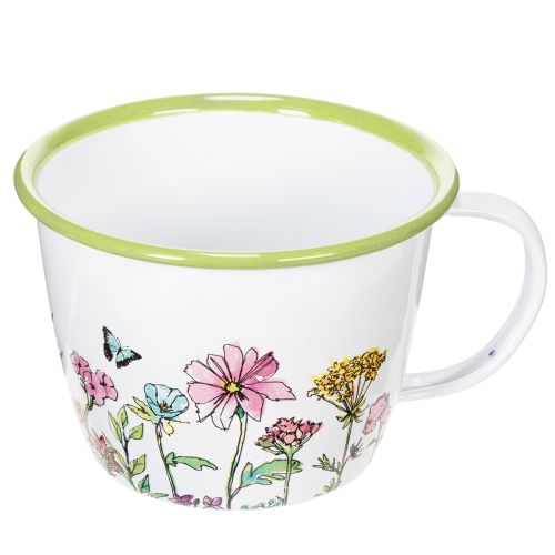 Deko Tasse Pflanztopf emailliert Ø11cm H8cm | Floristik24.at