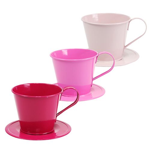 Floristik24 Deko-Tasse mit Fuß Rosa sort. Ø11,5cm H10cm 8St