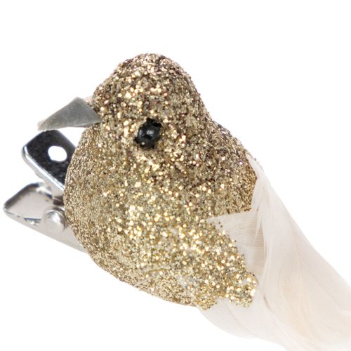 Deko-Vögel mit Clip Goldfarben Kunststoff 5cm 4er Set | Floristik24.at
