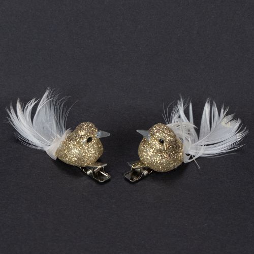 Deko-Vögel mit Clip Goldfarben Kunststoff 5cm 4er Set | Floristik24.at