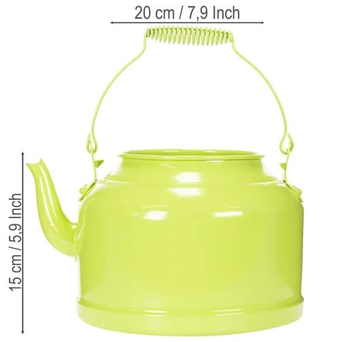 Deko-Teekanne aus Metall Apfelgrün Ø20cm H15cm für Innen- und Außendekoration | Floristik24.at