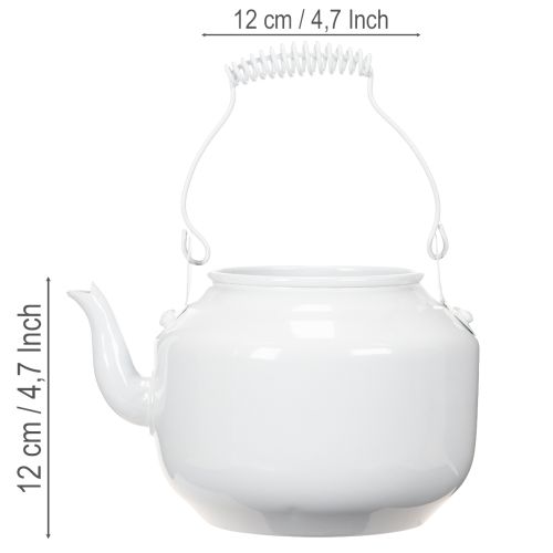 Deko-Teekessel aus Metall Weiß Ø12cm H16cm für Blumenarrangements | Floristik24.at