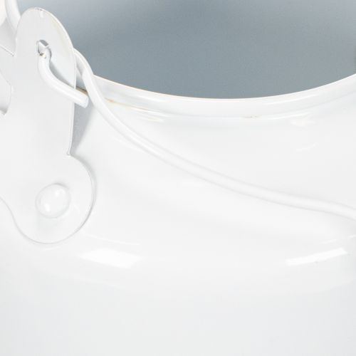 Deko-Teekessel aus Metall Weiß Ø12cm H16cm für Blumenarrangements | Floristik24.at