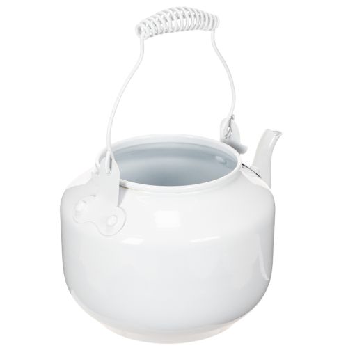 Deko-Teekessel aus Metall Weiß Ø12cm H16cm für Blumenarrangements | Floristik24.at