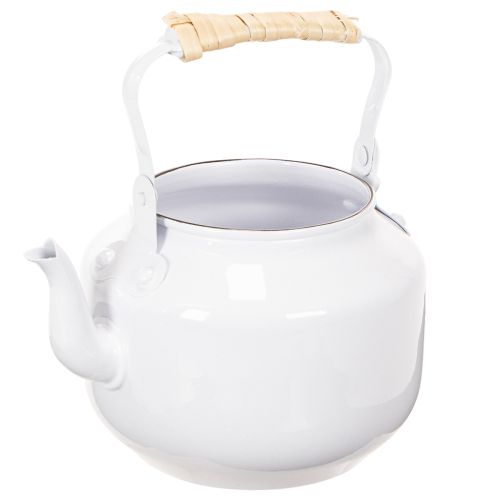 Dekorativer Übertopf aus Metall, Teekessel-Design, Ø 8,6 cm, H 16 cm, Weiß, Shabby Chic bestellen | Floristik24.at