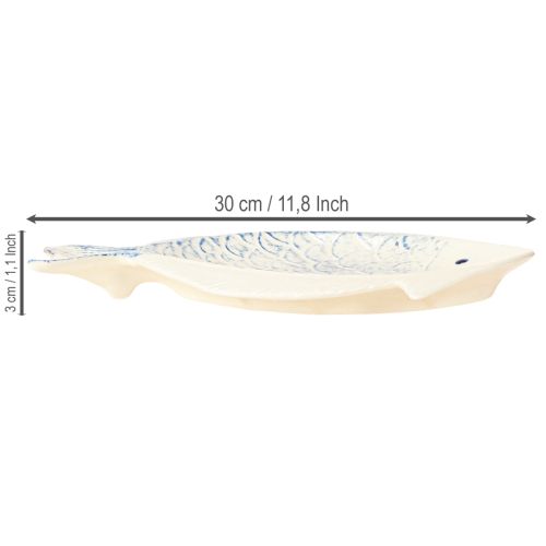 Artikel Deko Teller Fisch Keramik Tischdeko Blau Weiß 30×22cm