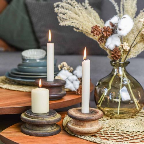 Floristik24 Deko-Umkehrrolle, Kerzenständer, Tischdeko, Industrial-Design, Vintage-Optik Ø12cm
