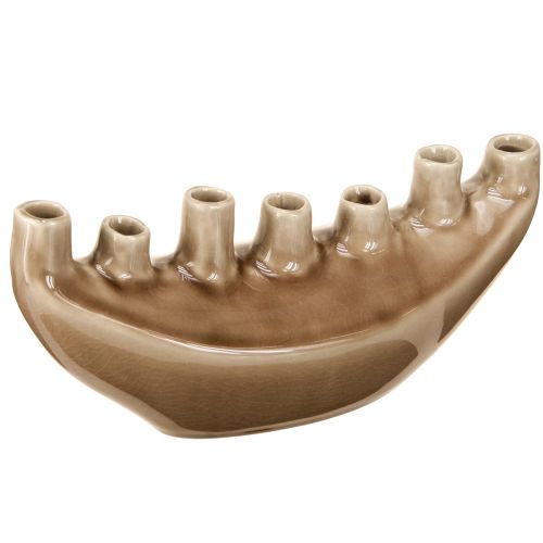 Deko Vase Schiffchen Keramikvase Braun 23×8,5cm H11cm