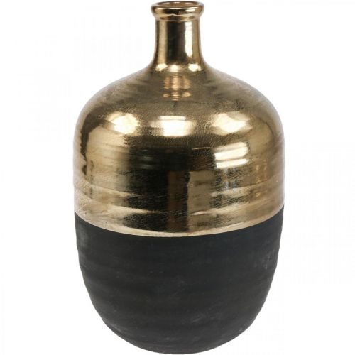 Floristik24 Deko Vase Schwarz/Gold Keramik Vase Groß Ø21cm H37,5cm