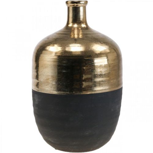 Artikel Deko Vase Schwarz/Gold Keramik Vase Groß Ø21cm H37,5cm