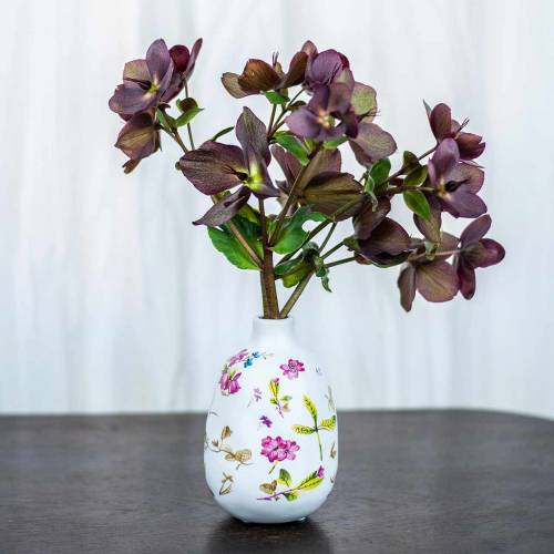 Floristik24 Deko Vase Weiß Geblümt Ø11cm H17,5cm