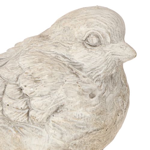 Artikel Deko Vogel Figur Spatz Steinguss Weiß gewaschen H12,5cm