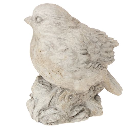 Artikel Deko Vogel Figur Spatz Steinguss Weiß gewaschen H12,5cm