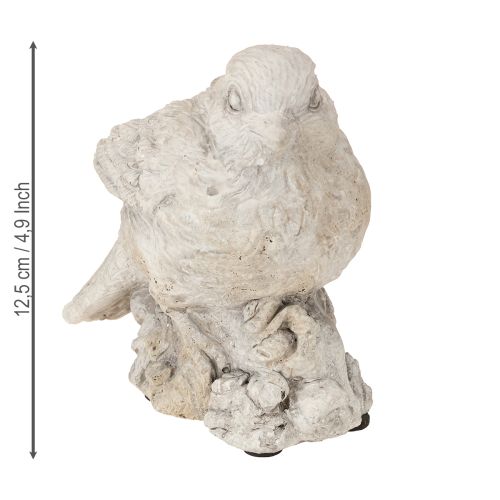 Artikel Deko Vogel Figur Spatz Steinguss Weiß gewaschen H12,5cm