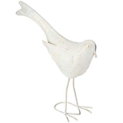 Floristik24 Deko Vogel Metall Dekofigur Vintage Weiß Gold 35x32,5cm
