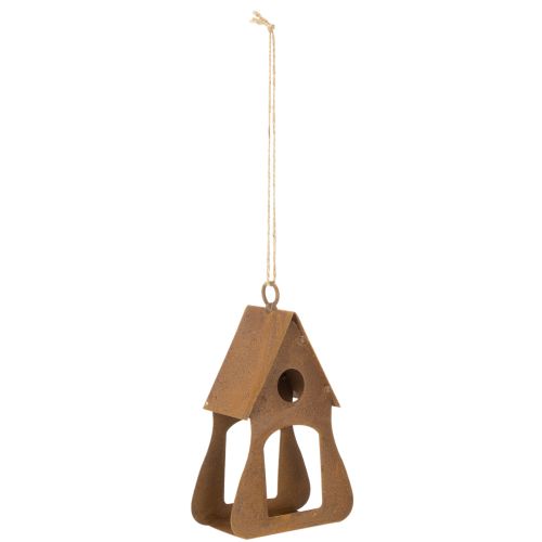 Deko-Vogelhaus zum Hängen aus Metall 17,5 cm Rostoptik mit Juteband | Floristik24.at