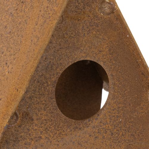 Deko-Vogelhaus zum Hängen aus Metall 17,5 cm Rostoptik mit Juteband | Floristik24.at