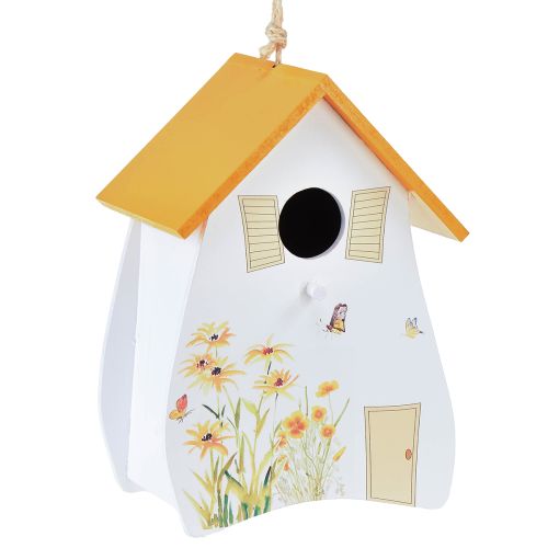 Floristik24 Deko Vogelhaus zum Hängen Weiß Gelb Sommer H21cm 2St
