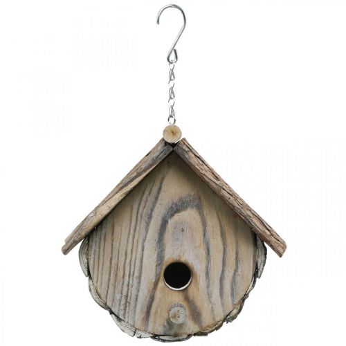 Floristik24 Deko-Vogelhaus, Holzdeko, Nistkasten mit Rinde Natur, Weiß gewaschen H23cm B25cm