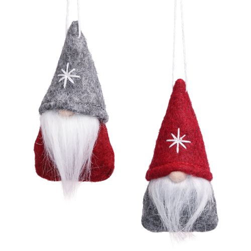 Floristik24 Deko Wichtel Christbaumschmuck Filz Rot Grau 5×9cm 6 St