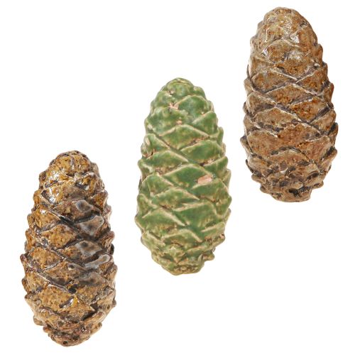 Deko Zapfen Keramik Sortiert Grün Gelb Braun 8,5cm 6 St
