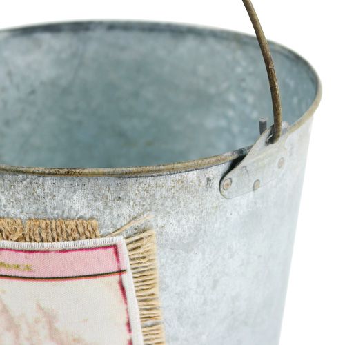 Floristik24 Deko-Eimer mit Rosenmotiv Ø16,5cm H17,5cm