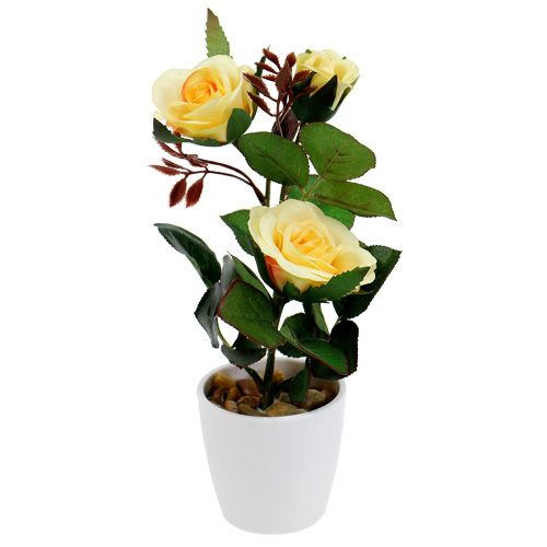 Floristik24 Deko-Rose im Topf Gelb 23cm