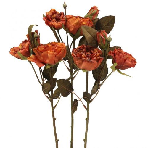 Deko Rosen Blumenstrauß Kunstblumen Rosenstrauß Orange 45cm 3St