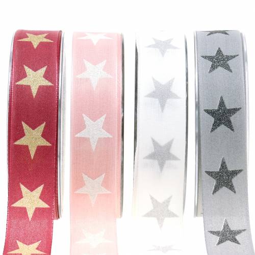 Deko Band mit Glimmerstern 25mm 20m