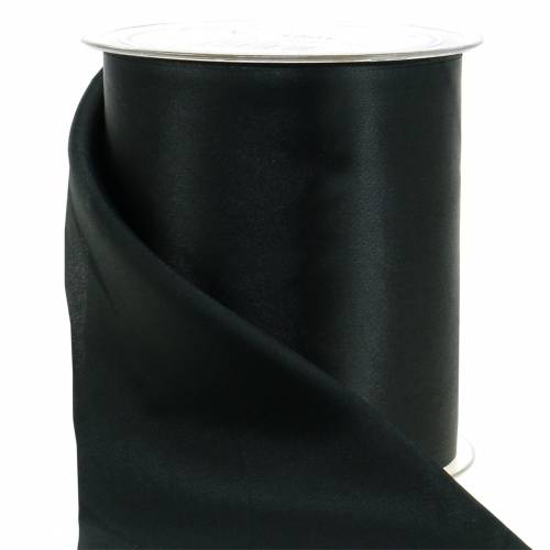 Floristik24 Satinband Tischband Schwarz 100mm 15m