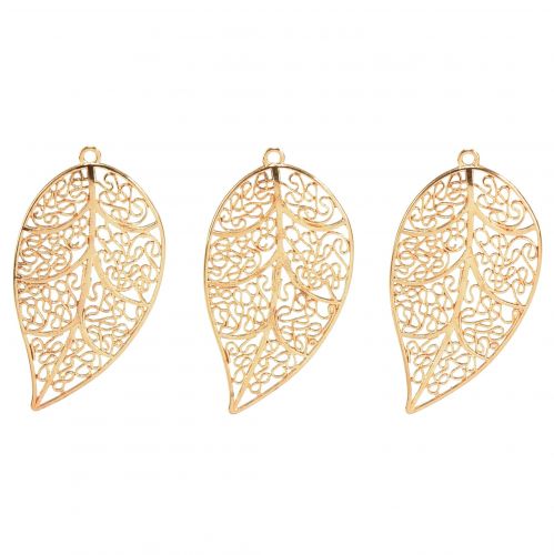 Floristik24 Deko Blätter zum Hängen Metall Deko Gold 5,5cm 24 St